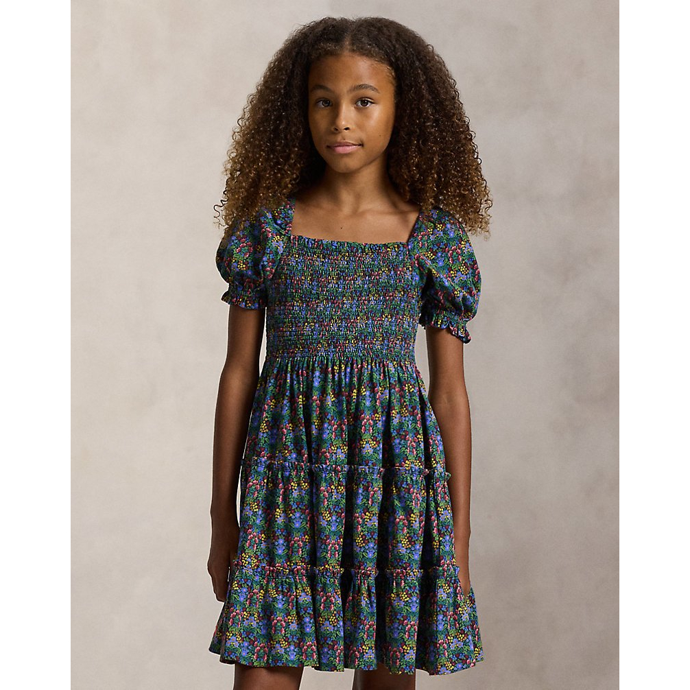 'Floral Smocked Cotton Jersey Dress' pour Filles