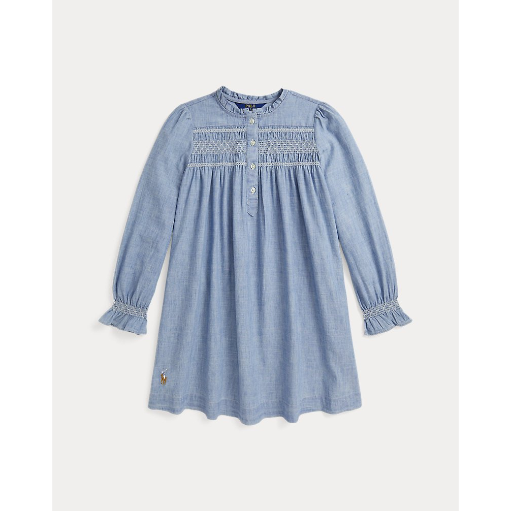 'Smocked Indigo Chambray Dress' pour Filles