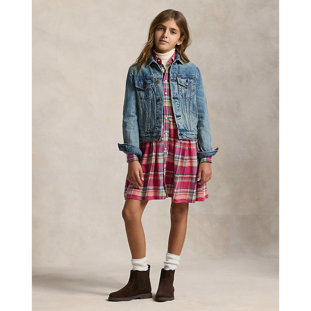 'Plaid Cotton Madras Shirtdress' pour Filles
