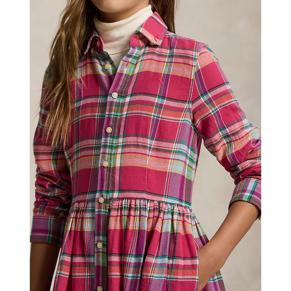 'Plaid Cotton Madras Shirtdress' pour Filles