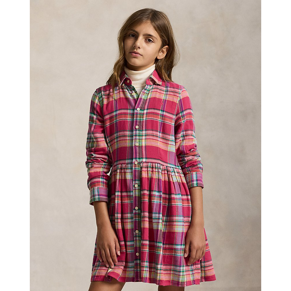 'Plaid Cotton Madras Shirtdress' pour Filles