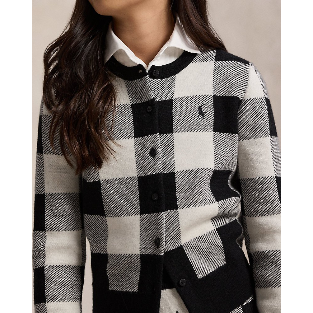 'Buffalo Check Wool Cardigan & Skirt Set' pour Filles