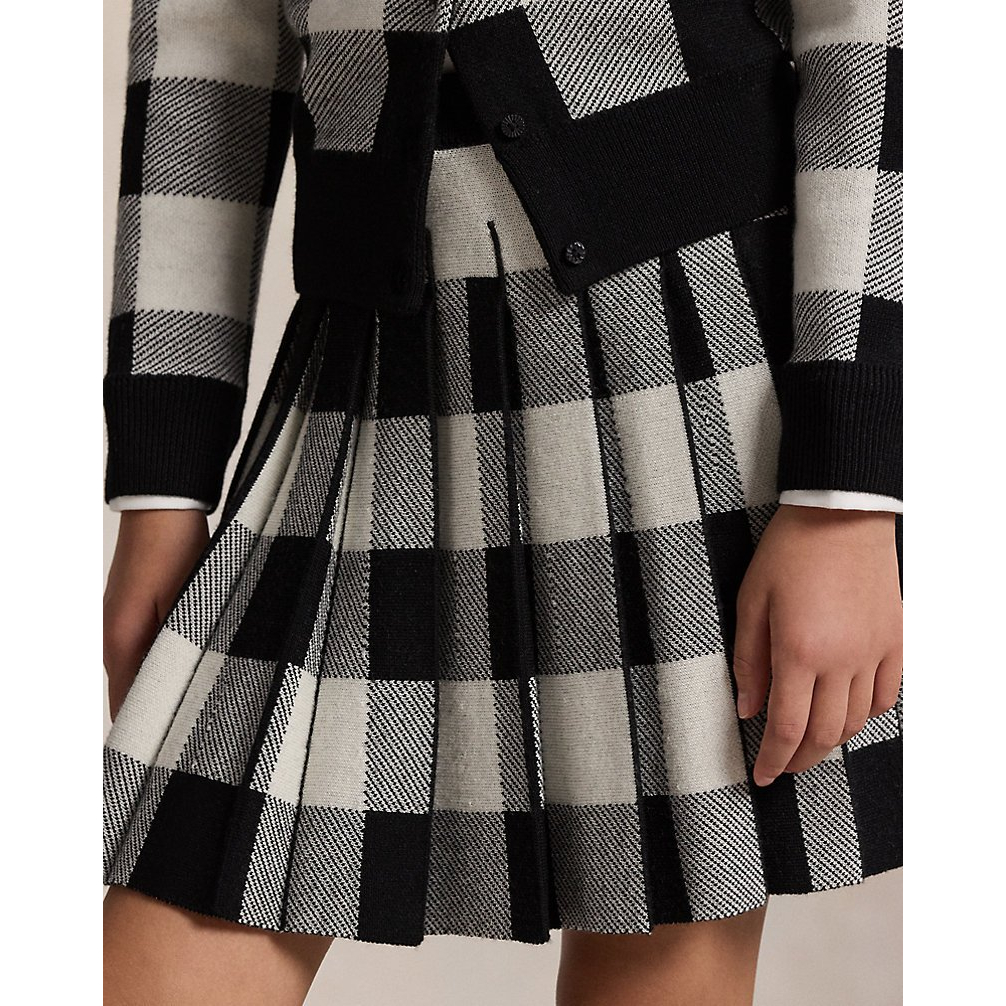 'Buffalo Check Wool Cardigan & Skirt Set' pour Filles