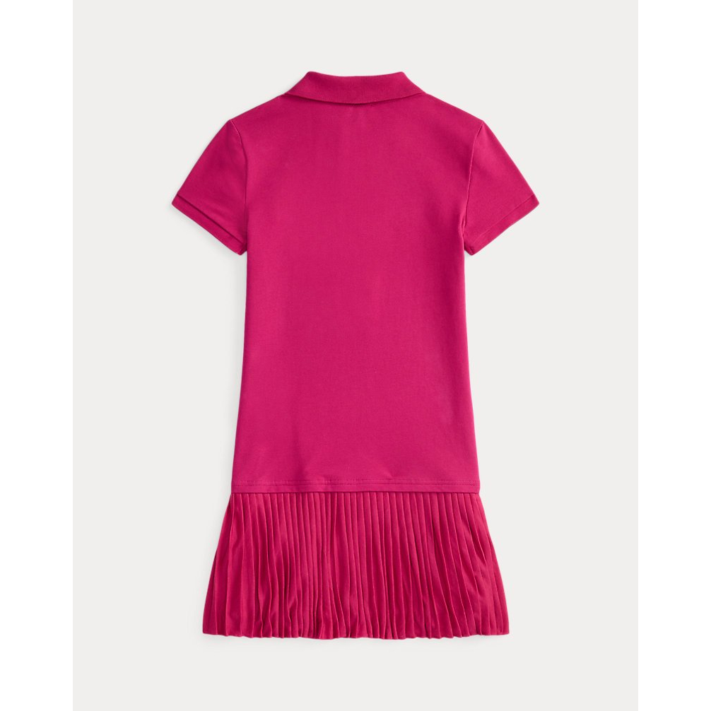 'Pleated Stretch Mesh Polo Dress' pour Filles