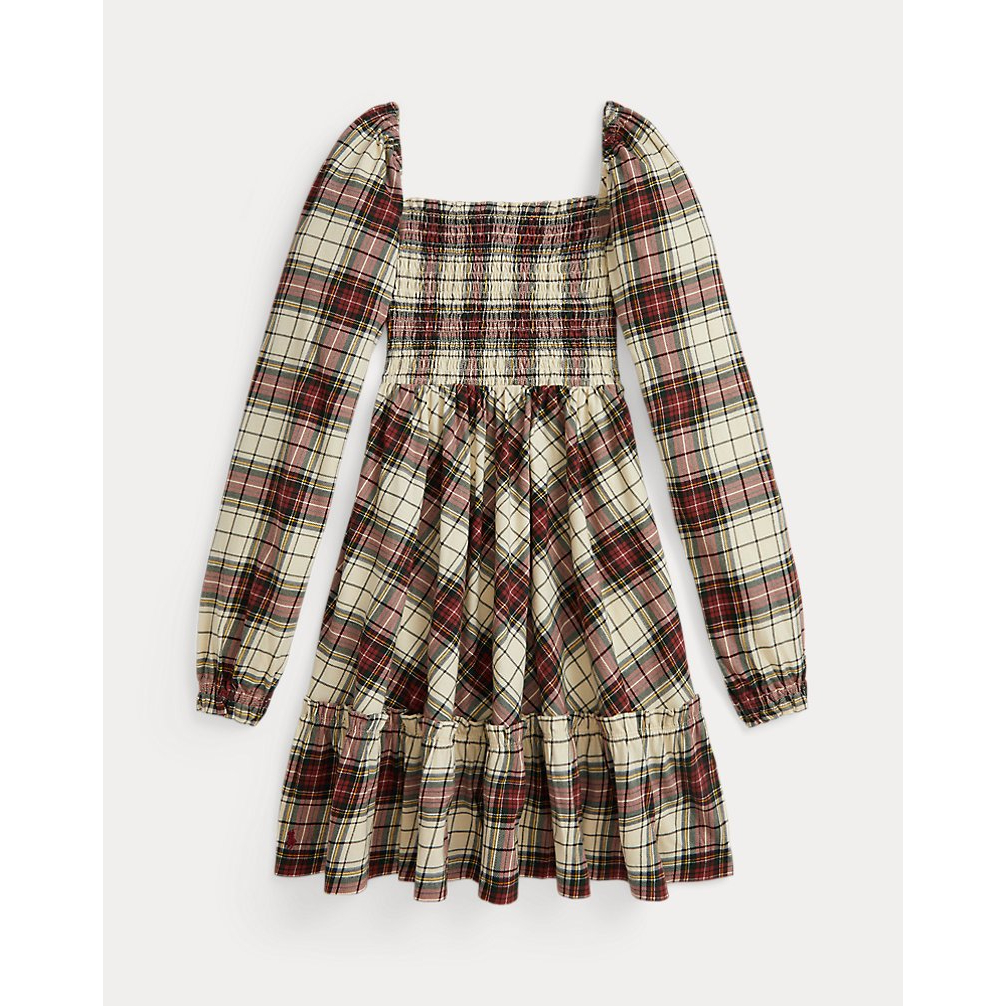 'Plaid Ruffled Cotton Jersey Dress' pour Filles