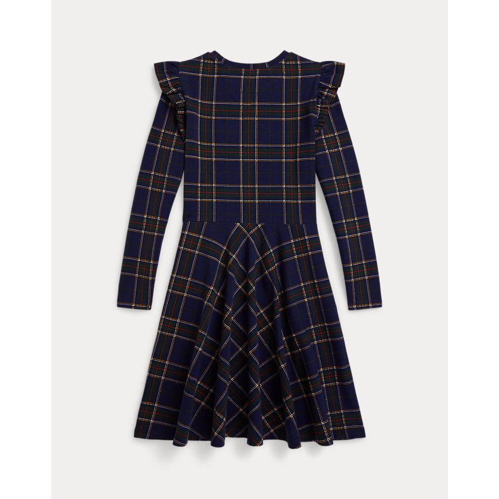 'Plaid Ruffled Stretch Jersey Dress' pour Filles