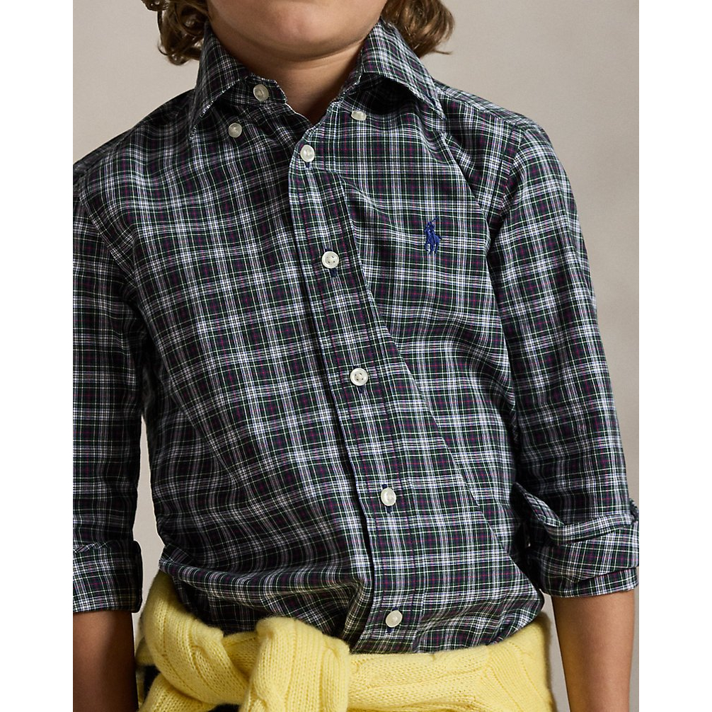 'Plaid Cotton Poplin Shirt' pour Garçons