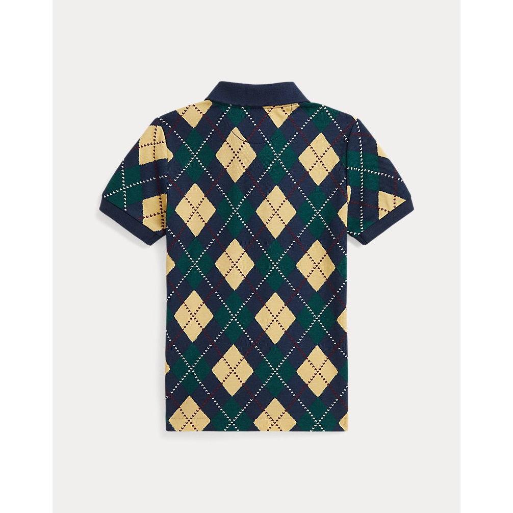 'Argyle-Print Cotton Mesh Polo Shirt' pour Garçons