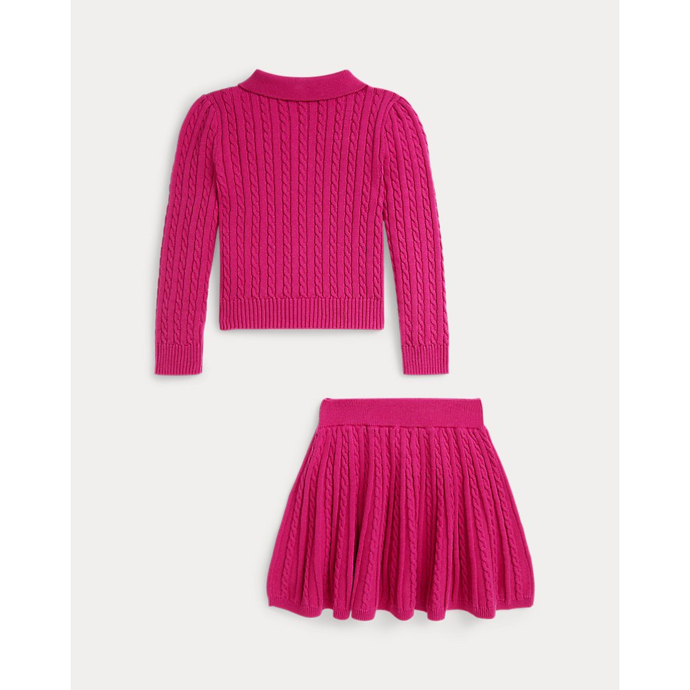 'Cotton Polo Cardigan & Skirt Set' pour Filles