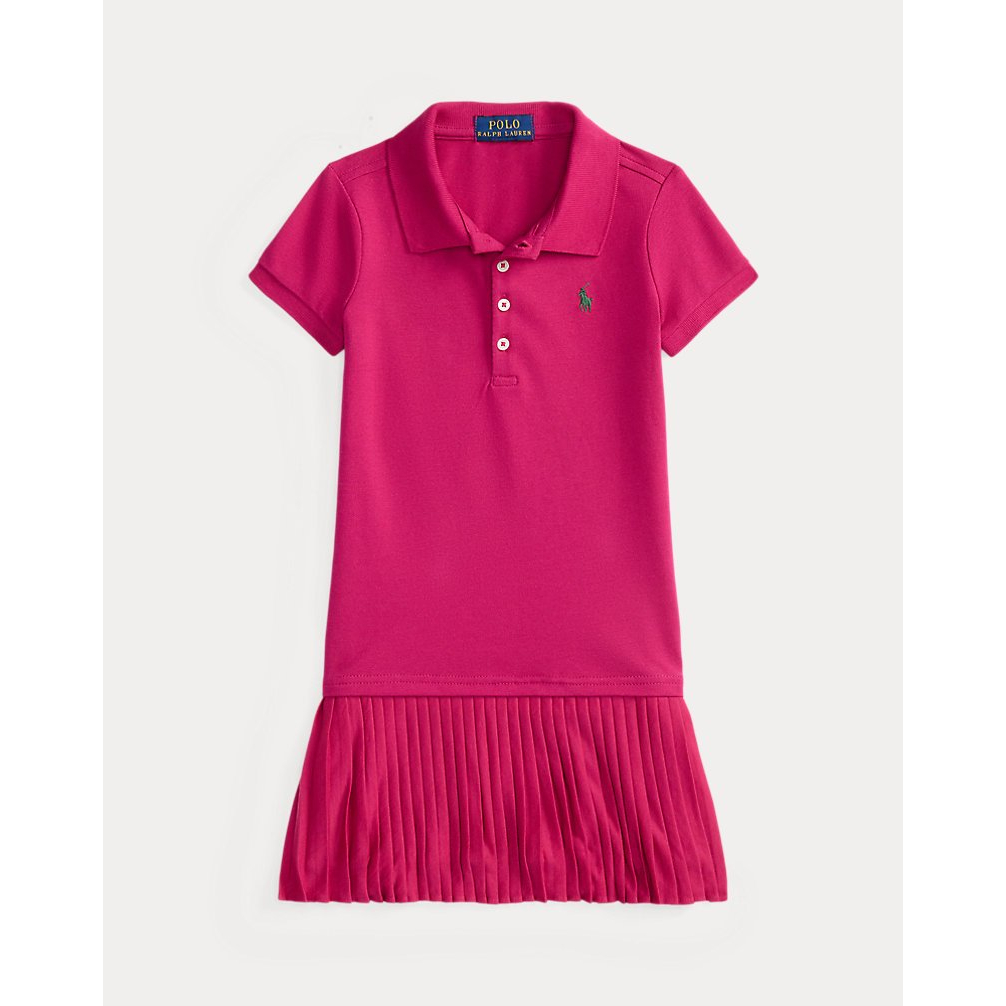'Pleated Stretch Mesh Polo Dress' pour Filles