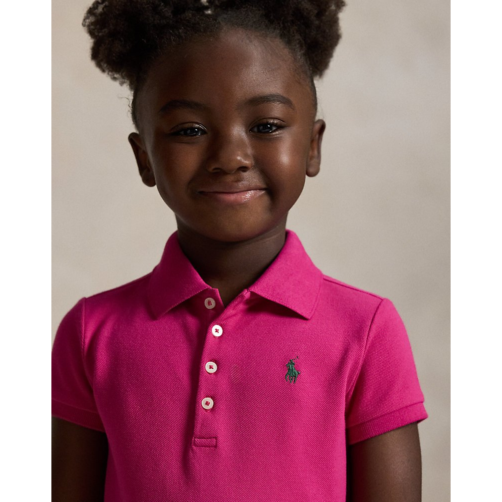 'Pleated Stretch Mesh Polo Dress' pour Filles