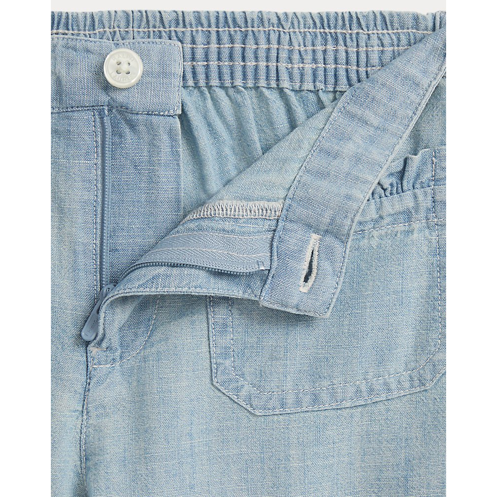 'Indigo Cotton Chambray Wide-Leg Pant' pour Filles