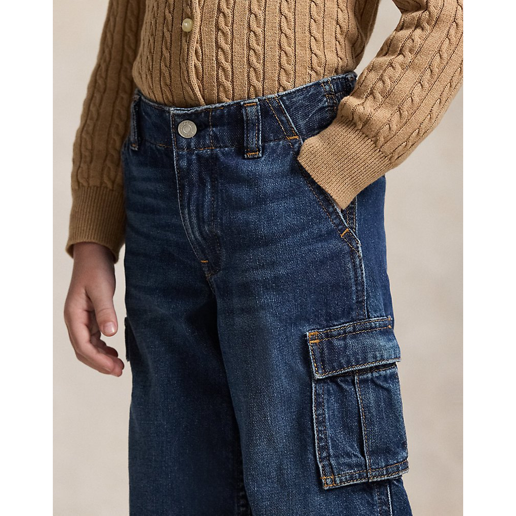 'Wide-Leg Indigo Cargo Jean' pour Filles