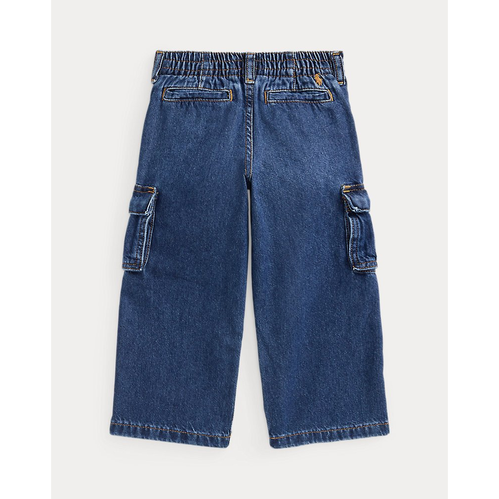 'Wide-Leg Indigo Cargo Jean' pour Filles