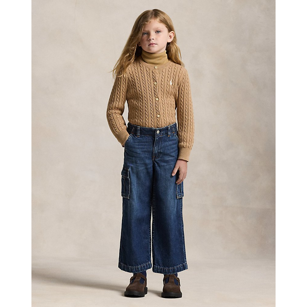 'Wide-Leg Indigo Cargo Jean' pour Filles