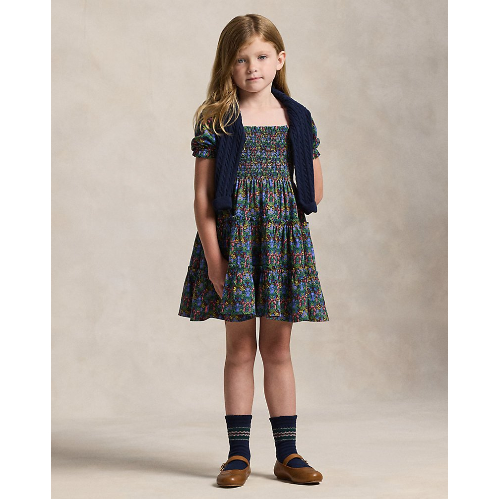 'Floral Smocked Cotton Jersey Dress' pour Filles