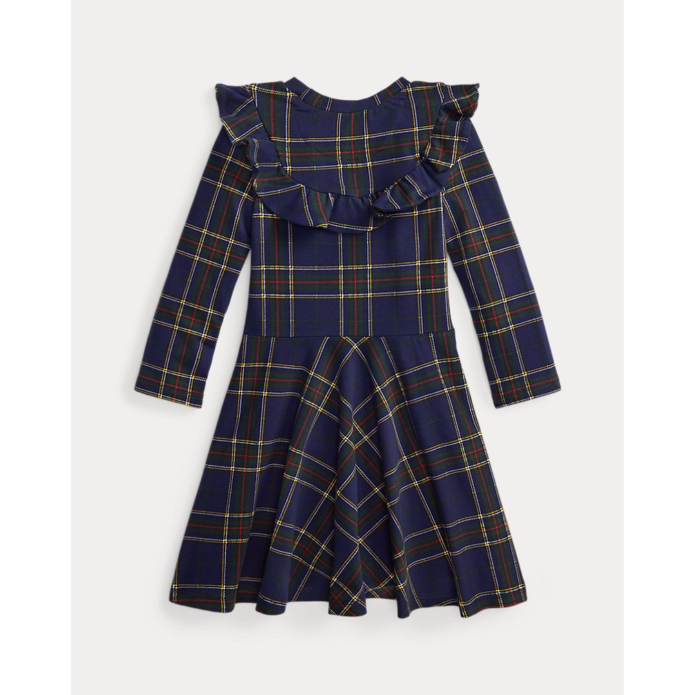 'Plaid Ruffled Stretch Jersey Dress' pour Filles