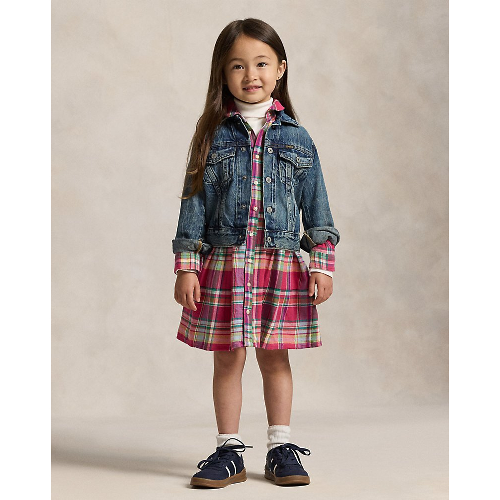 'Plaid Cotton Madras Shirtdress' pour Filles