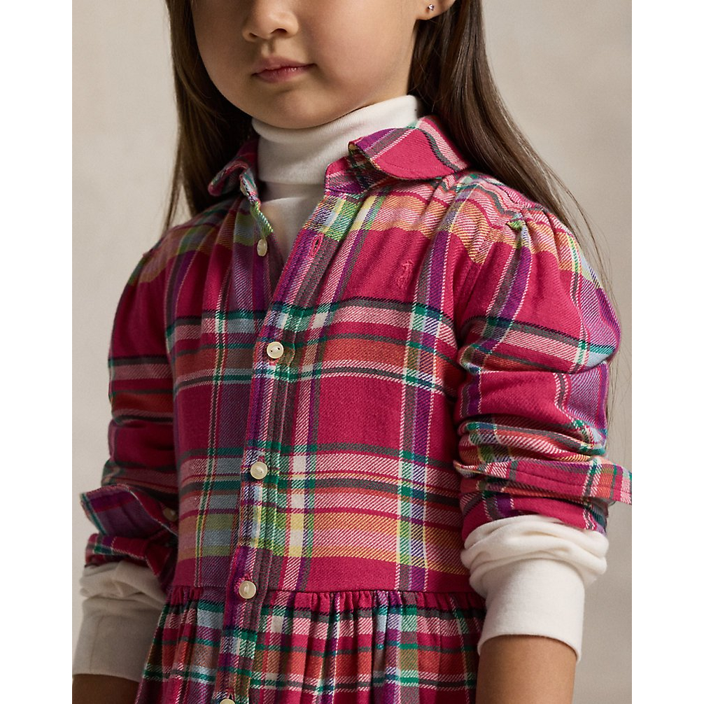 'Plaid Cotton Madras Shirtdress' pour Filles