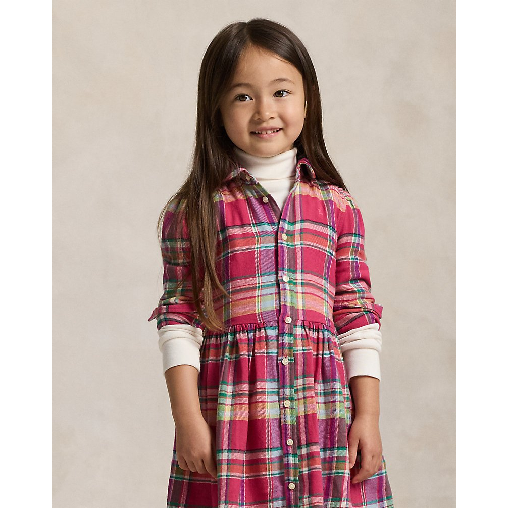 'Plaid Cotton Madras Shirtdress' pour Filles