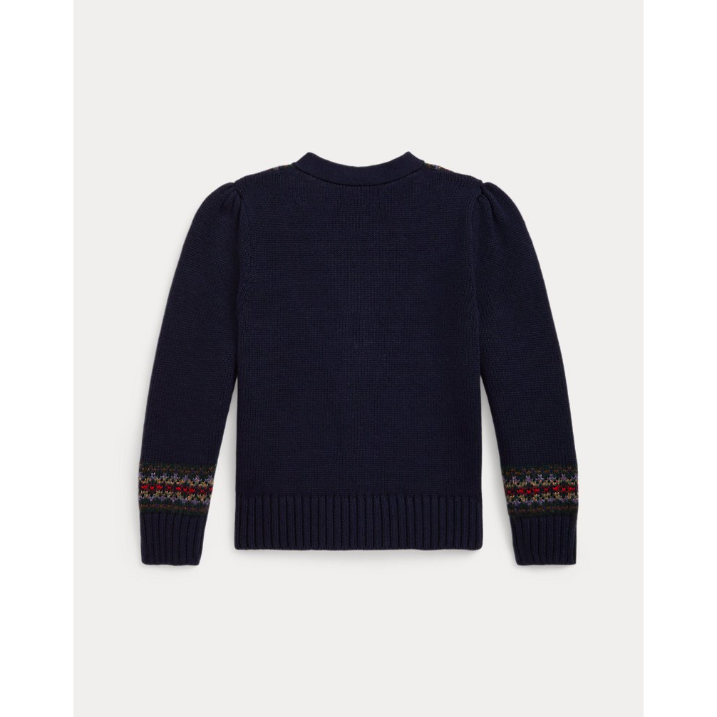 'Fair Isle Cotton-Blend V-Neck Cardigan' pour Filles