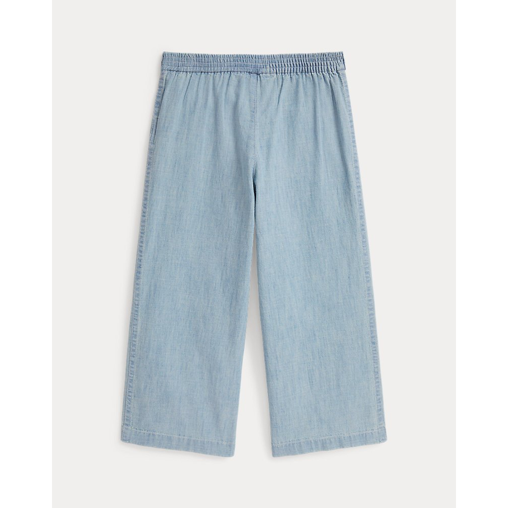 'Indigo Cotton Chambray Wide-Leg Pant' pour Filles