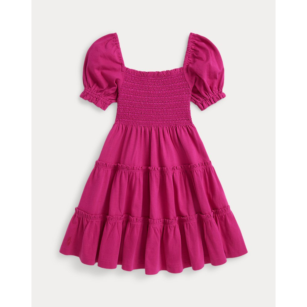 'Smocked Cotton Jersey Dress' pour Filles