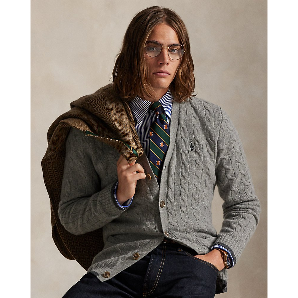 'Cable-Knit Wool-Cashmere Cardigan' pour Hommes