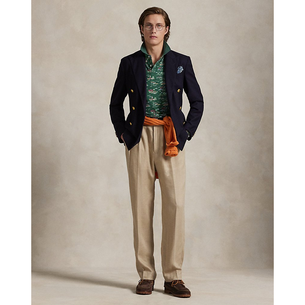 'Classic Fit Scenic-Print Mesh Polo Shirt' pour Hommes