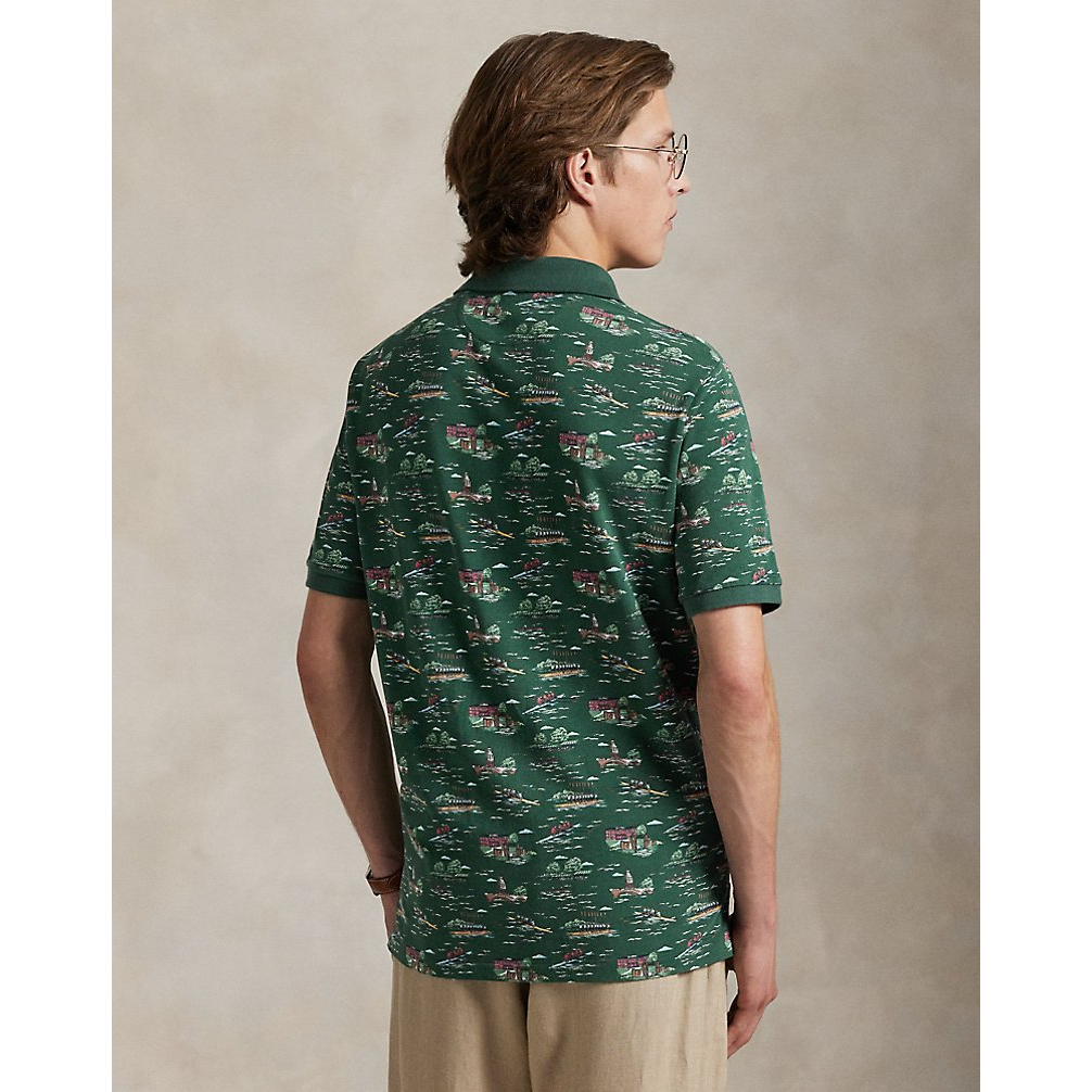 'Classic Fit Scenic-Print Mesh Polo Shirt' pour Hommes