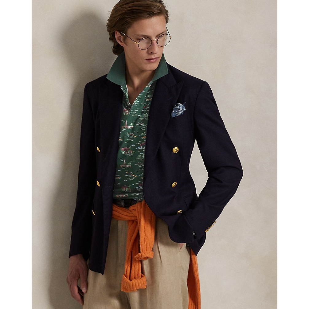 'Classic Fit Scenic-Print Mesh Polo Shirt' pour Hommes