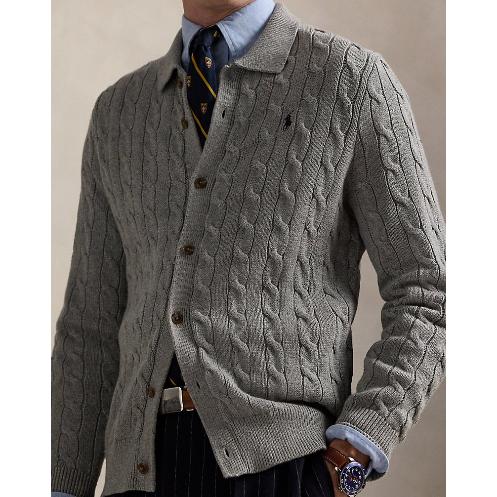 'Cable-Knit Cotton Cardigan' pour Hommes