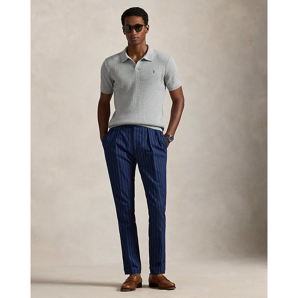 'Rib-Knit Cotton Johnny-Collar Sweater' pour Hommes