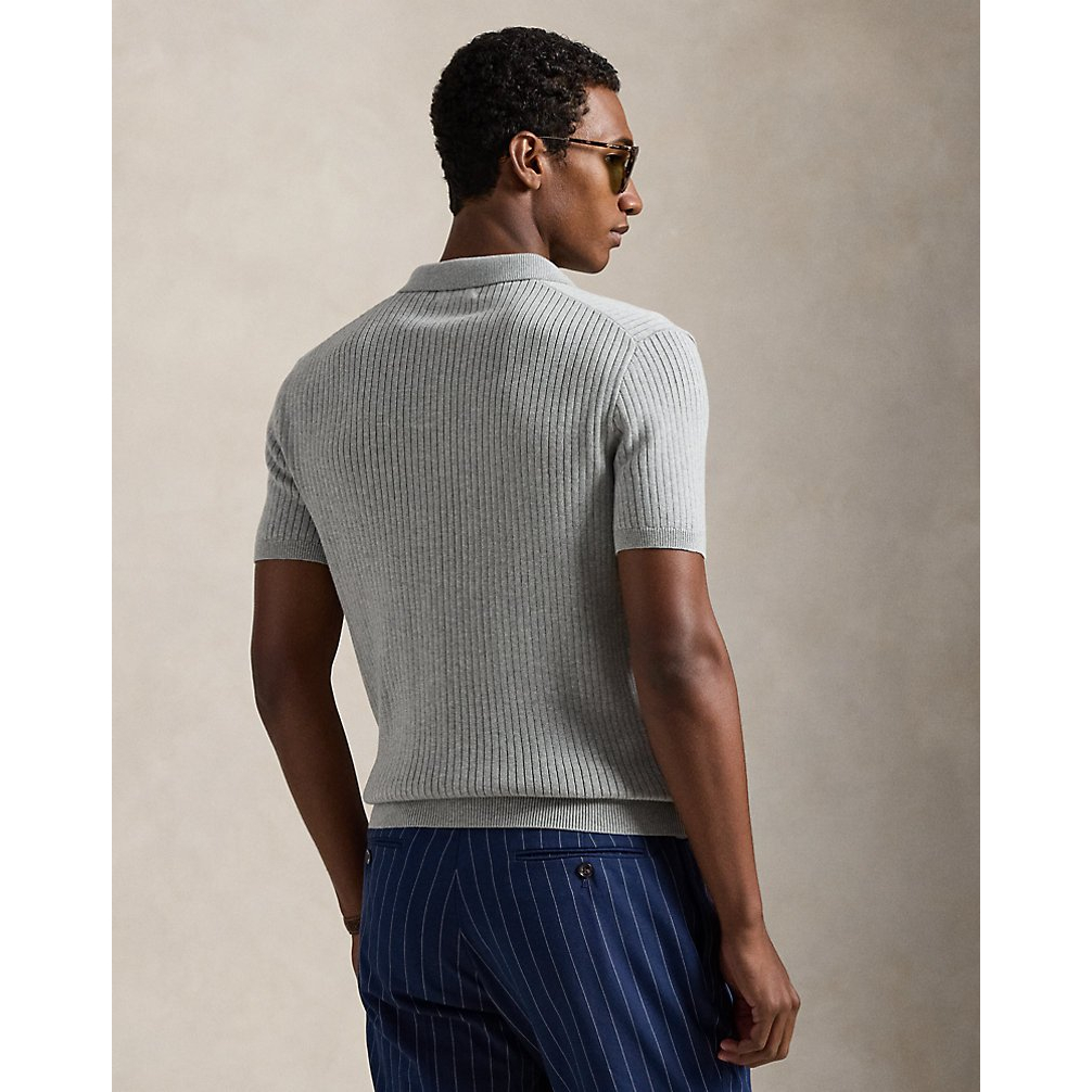 'Rib-Knit Cotton Johnny-Collar Sweater' pour Hommes