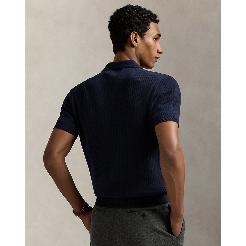 'Rib-Knit Cotton Johnny-Collar Sweater' pour Hommes