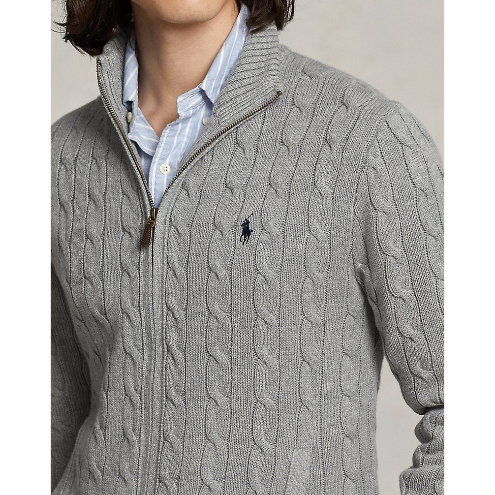 'Cable-Knit Cotton Full-Zip Sweater' pour Hommes