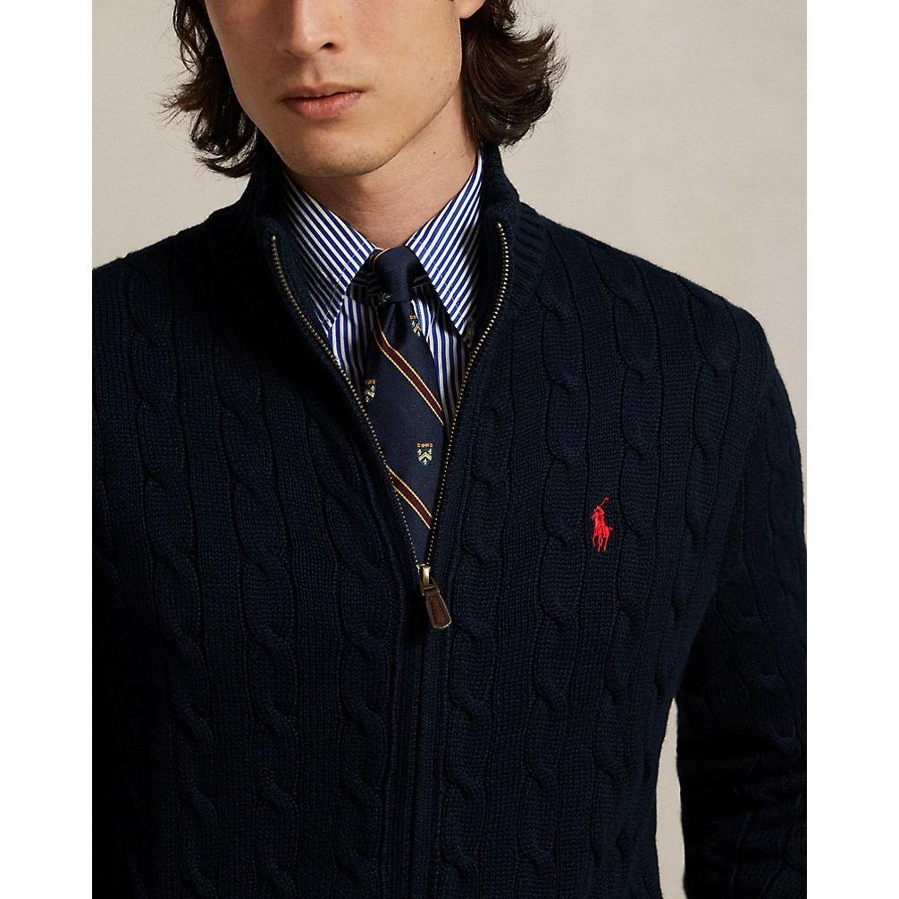 'Cable-Knit Cotton Full-Zip Sweater' pour Hommes