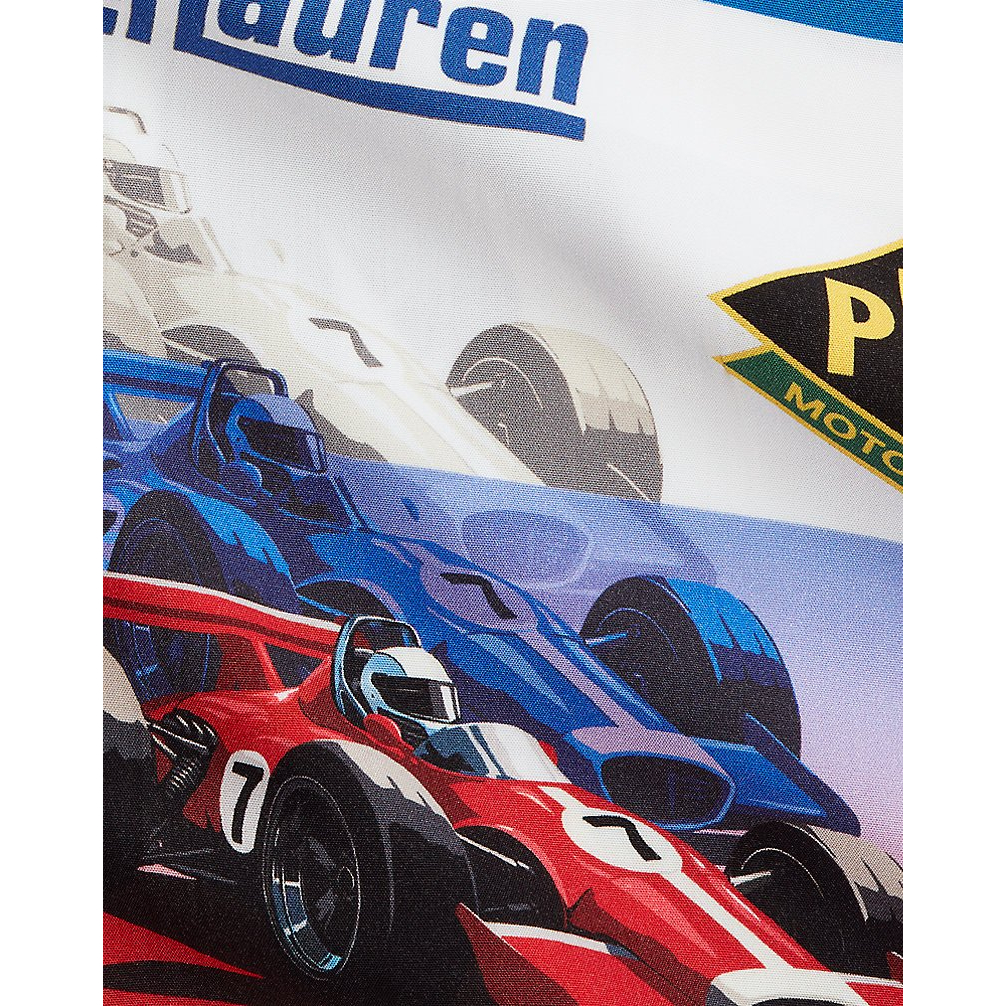 'Classic Fit Racing-Print Camp Shirt' pour Hommes