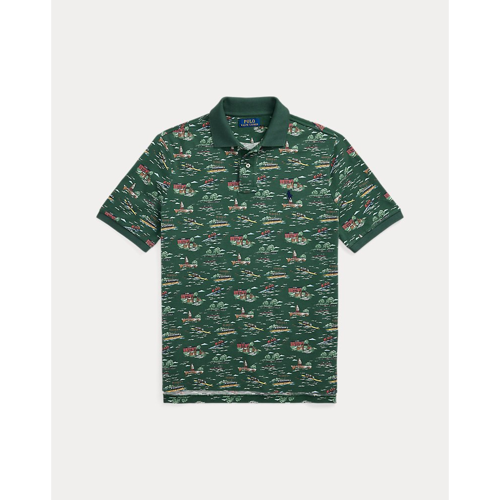 'Classic Fit Scenic-Print Mesh Polo Shirt' pour Hommes