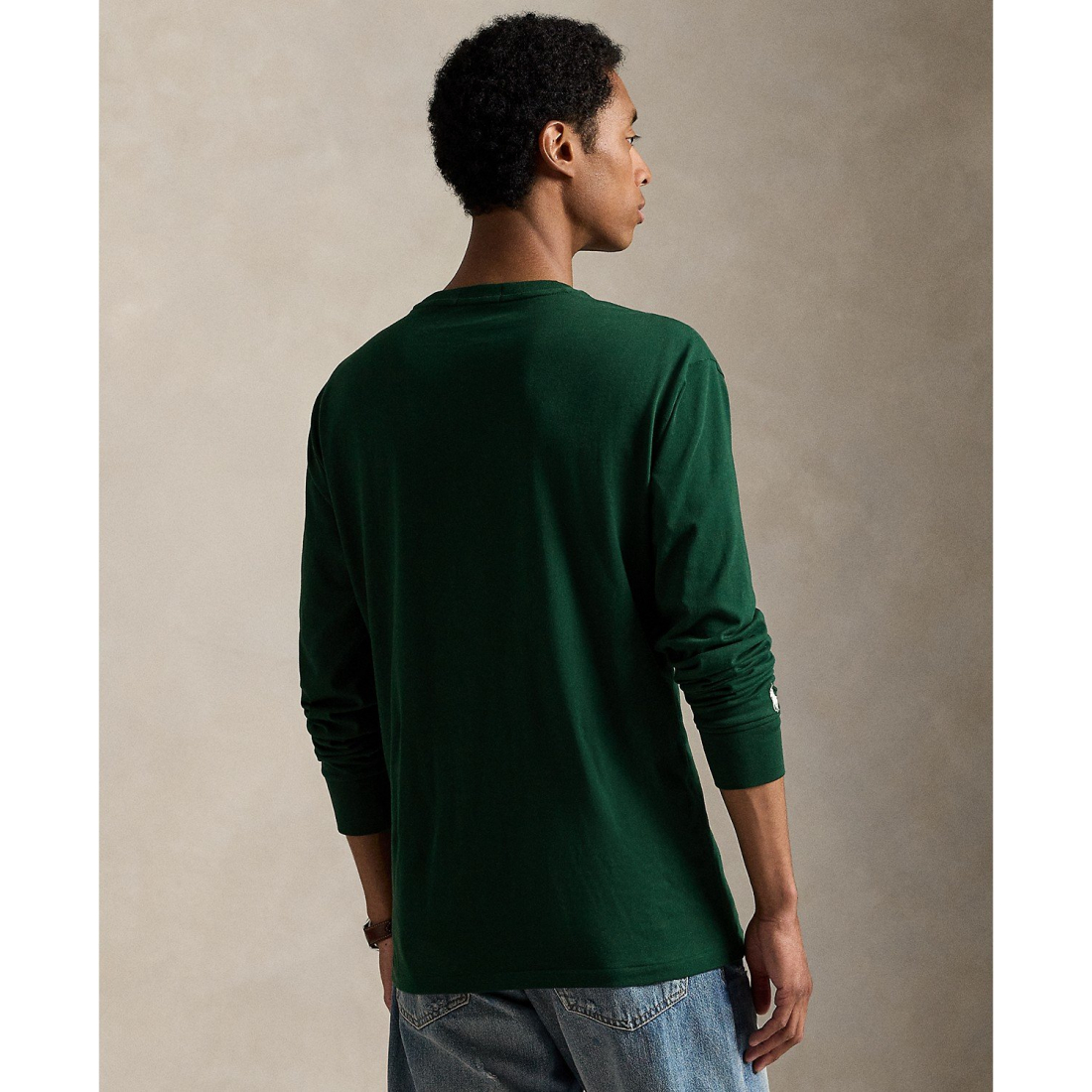 'Long-Sleeve Plaid-Logo Applique T-Shirt' pour Hommes