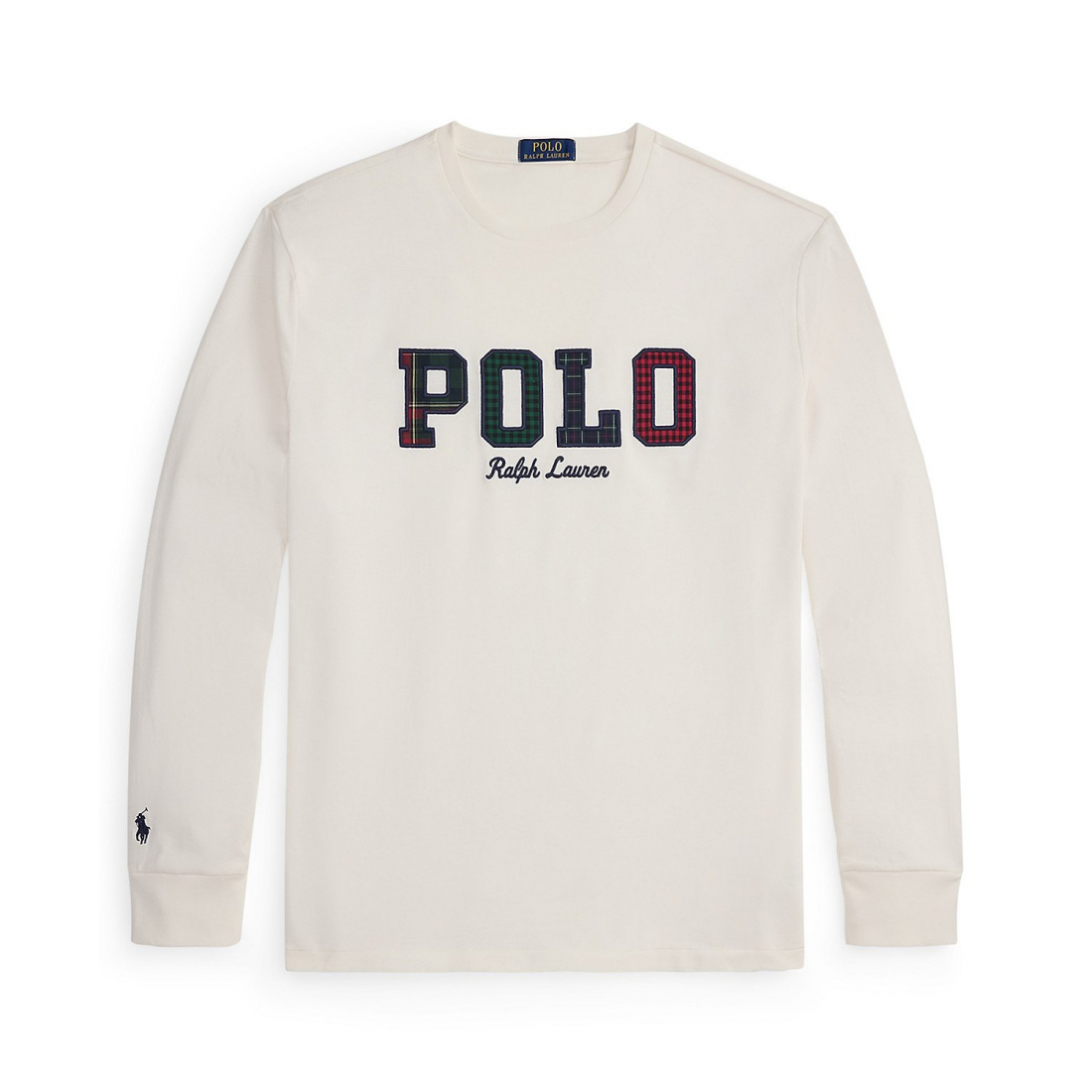 'Long-Sleeve Plaid-Logo Applique T-Shirt' pour Hommes