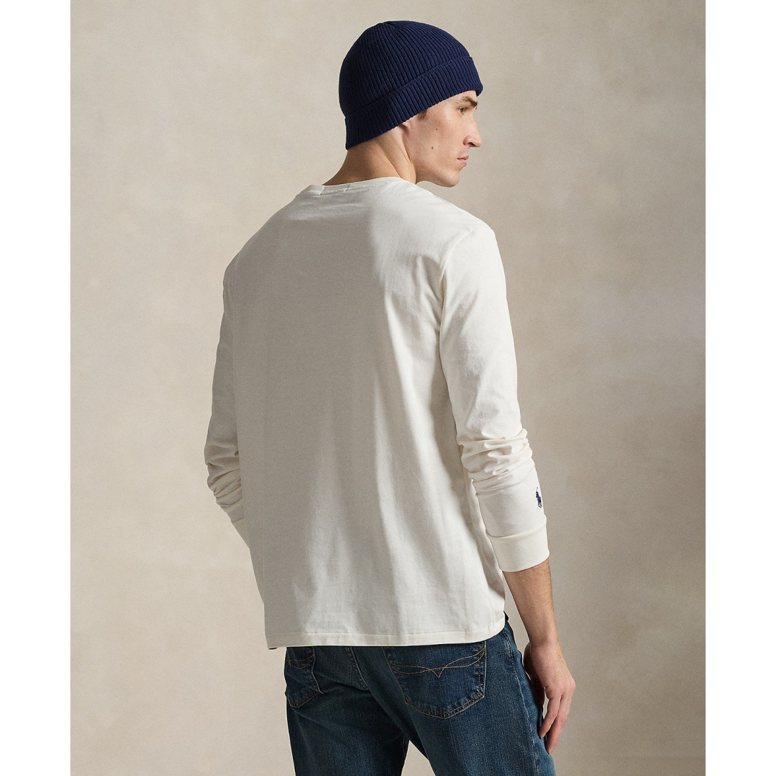 'Long-Sleeve Plaid-Logo Applique T-Shirt' pour Hommes