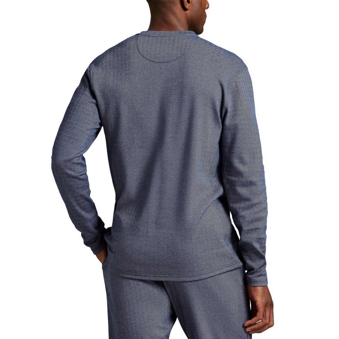 'Long Sleeve Herringbone Henley Sleep Shirt' pour Hommes