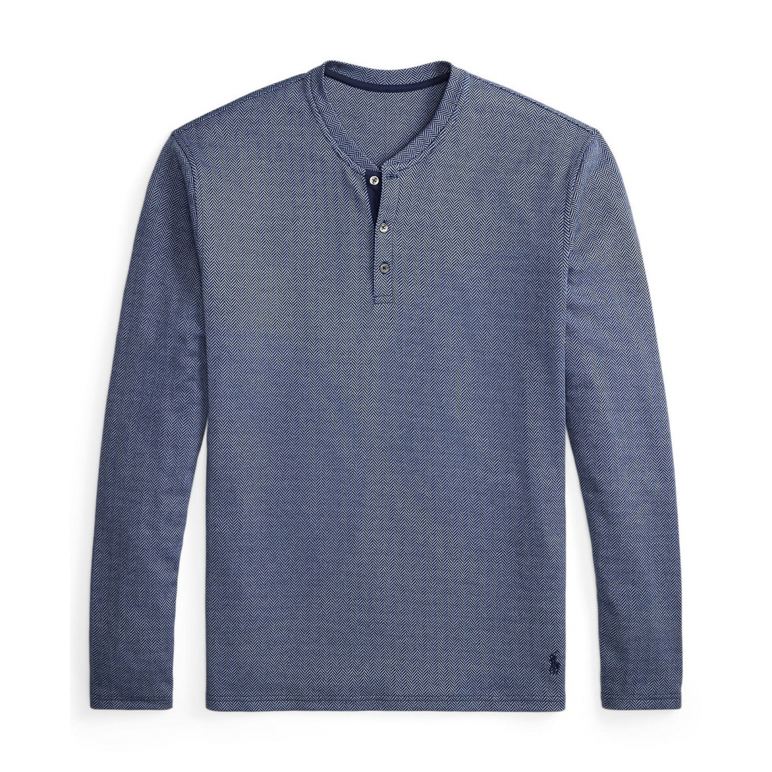 'Long Sleeve Herringbone Henley Sleep Shirt' pour Hommes