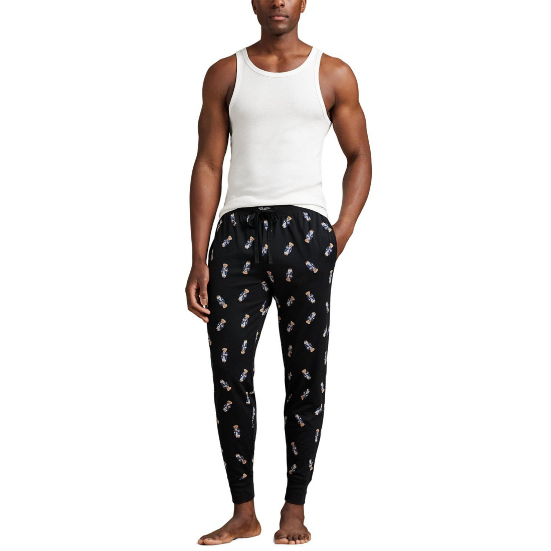 'Rib Waistband Knit Bear Pajama Jogger Pants' pour Hommes