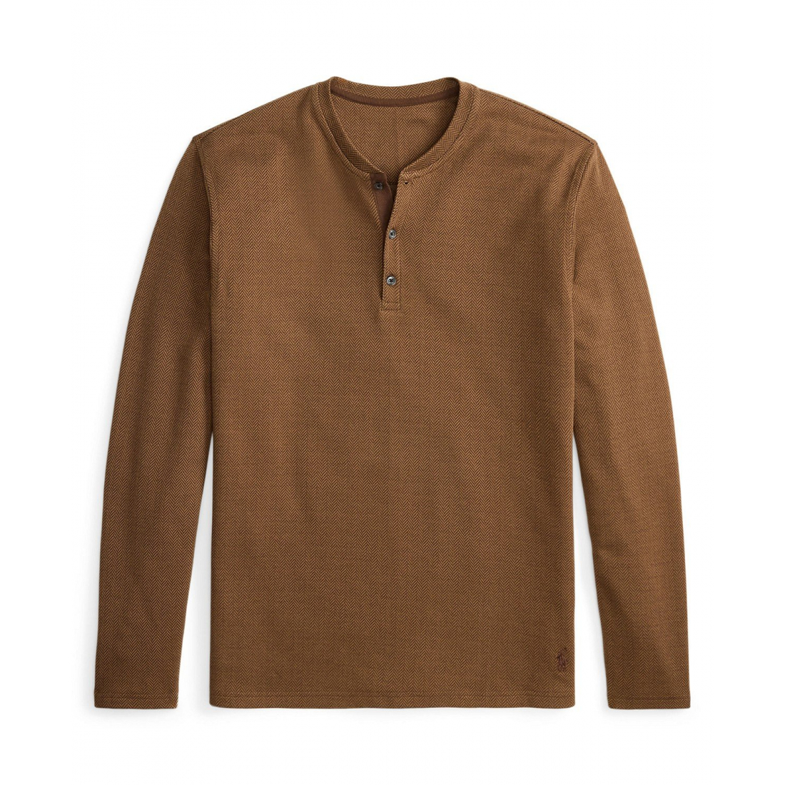 'Long Sleeve Herringbone Henley Sleep Shirt' pour Hommes