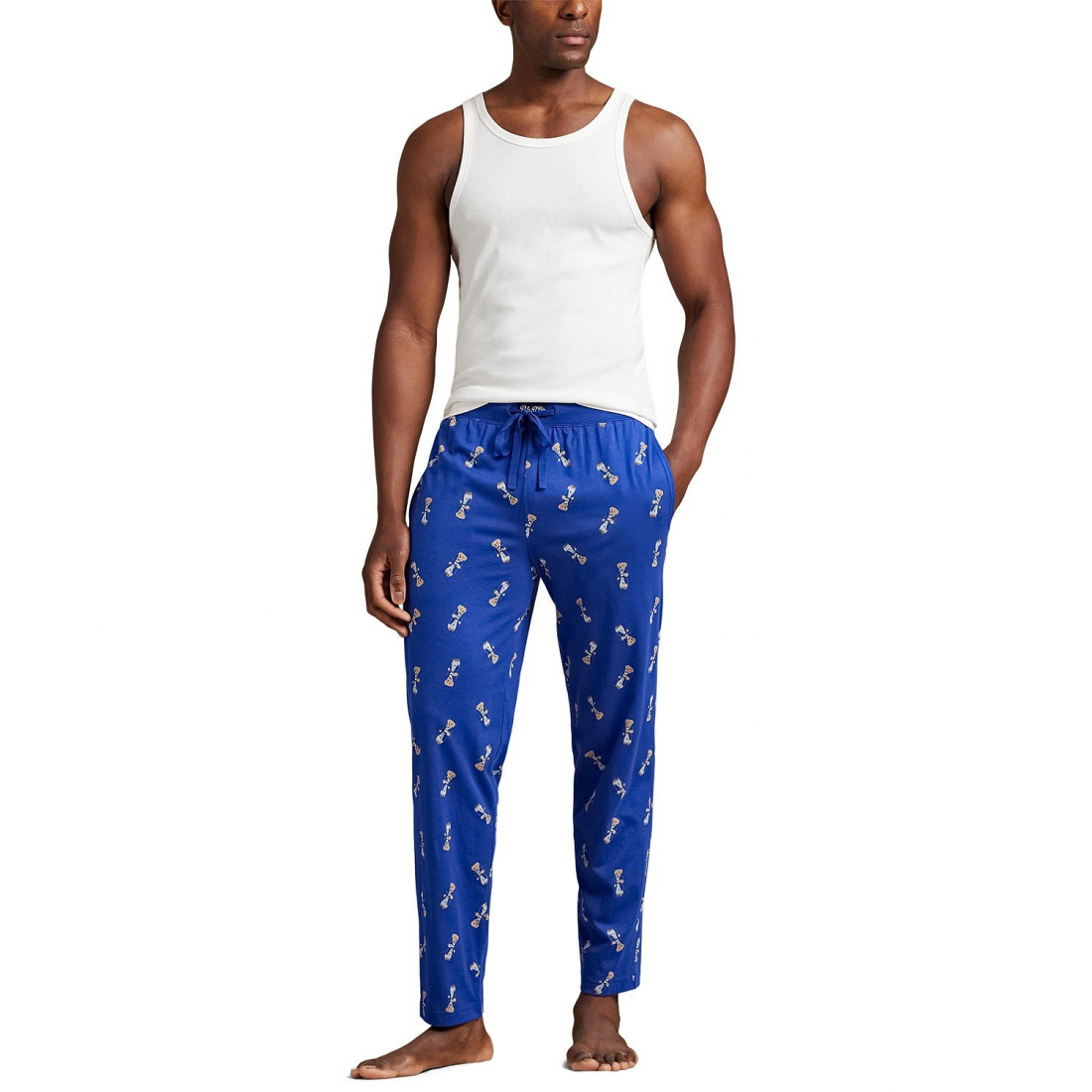 'Rib Waistband Knit Bear Pajama Pants' pour Hommes