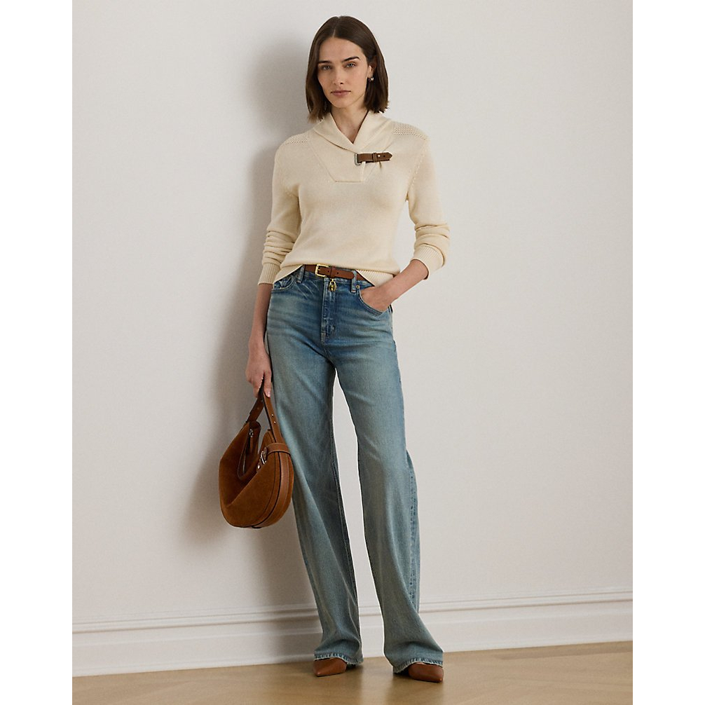 'Buckle-Trim Cotton-Blend Sweater' pour Femmes