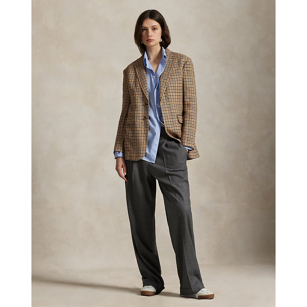 'Single-Breasted Plaid Tweed Blazer' pour Femmes