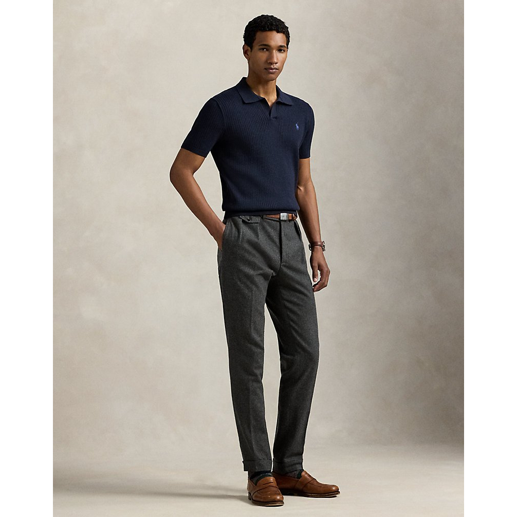 'Rib-Knit Cotton Johnny-Collar Sweater' pour Hommes